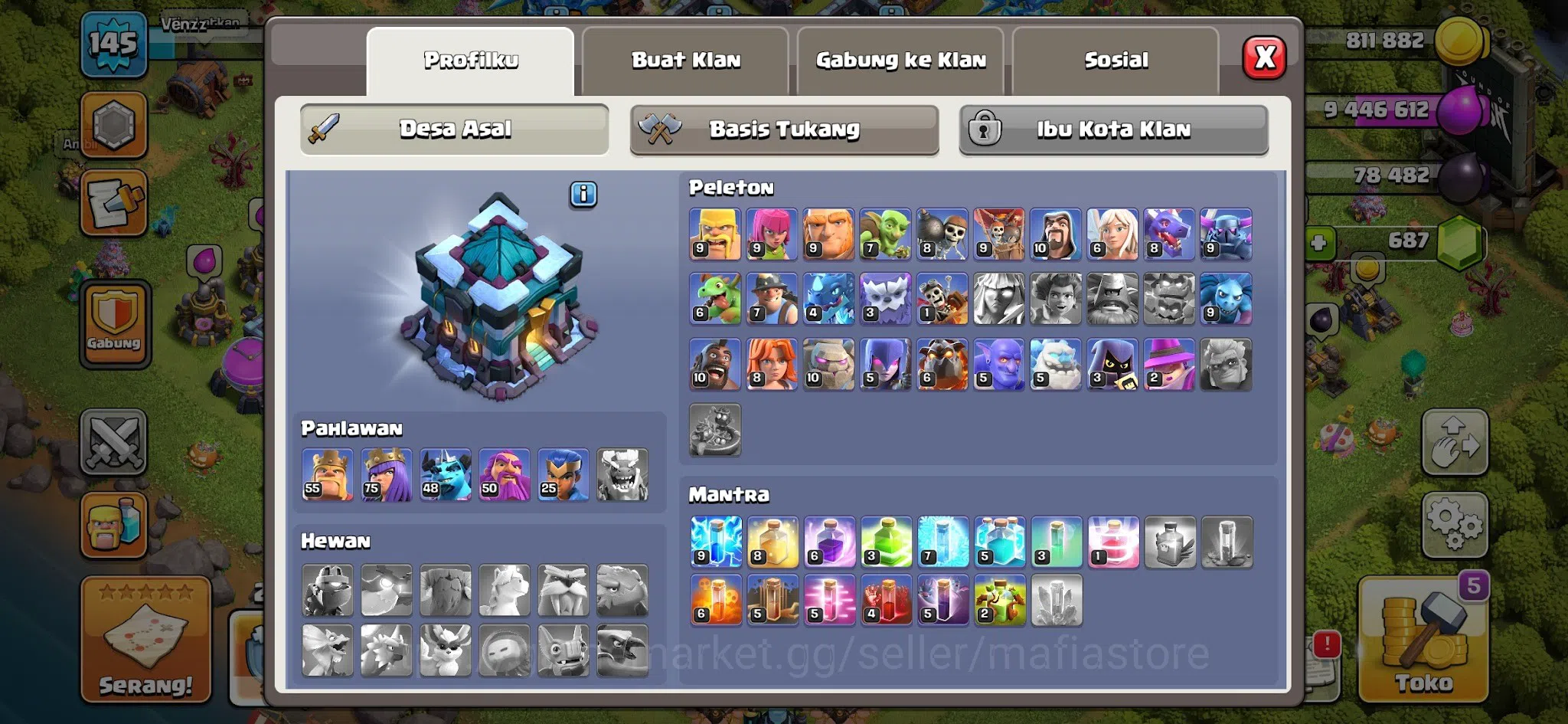 Clash of Clans Accounts High-End TH13 Max AQ75, RC50, all 5 Max Lv4 Siege  image 2