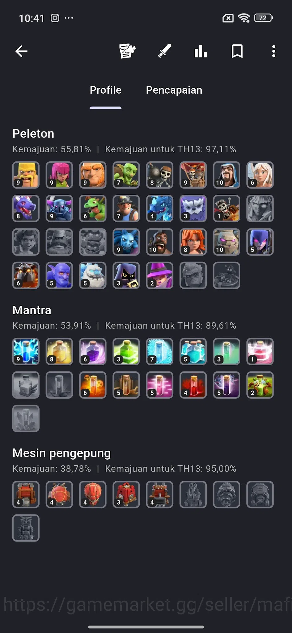 Clash of Clans Accounts High-End TH13 Max AQ75, RC50, all 5 Max Lv4 Siege  image 20
