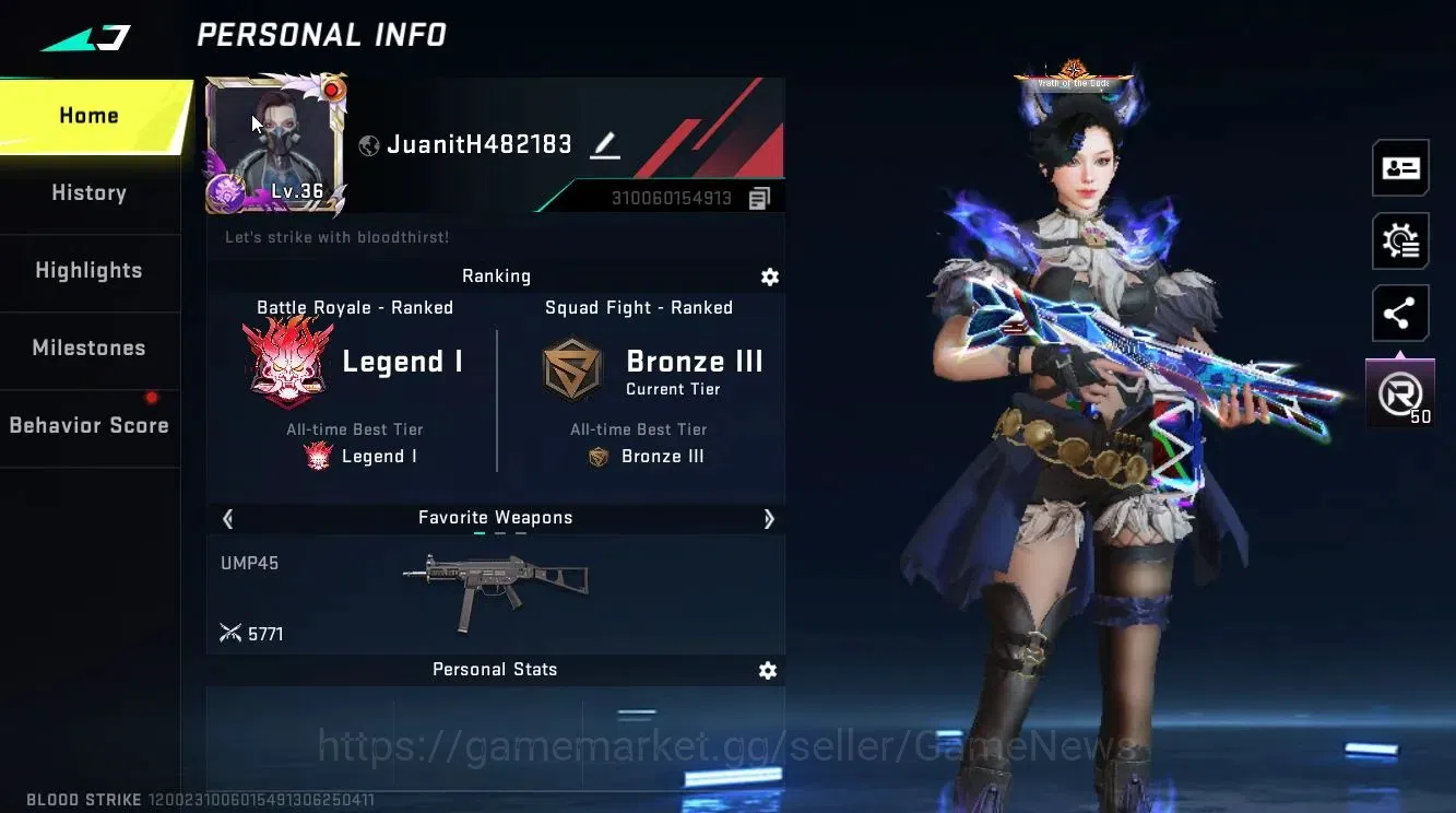 Blood Strike Accounts ASIA|ETERNAL DEagle-Scorpius Lv2|Collab TOKREV [JA image 2