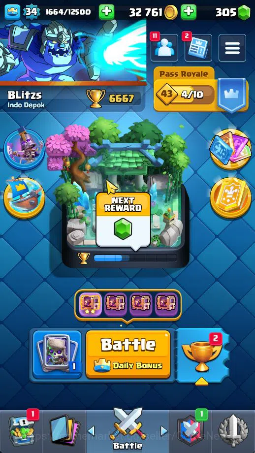 Clash Royale Midgame Lv 34|Trophy 6667|KTL 12|Limited Skin|Card 115| 1  image 1