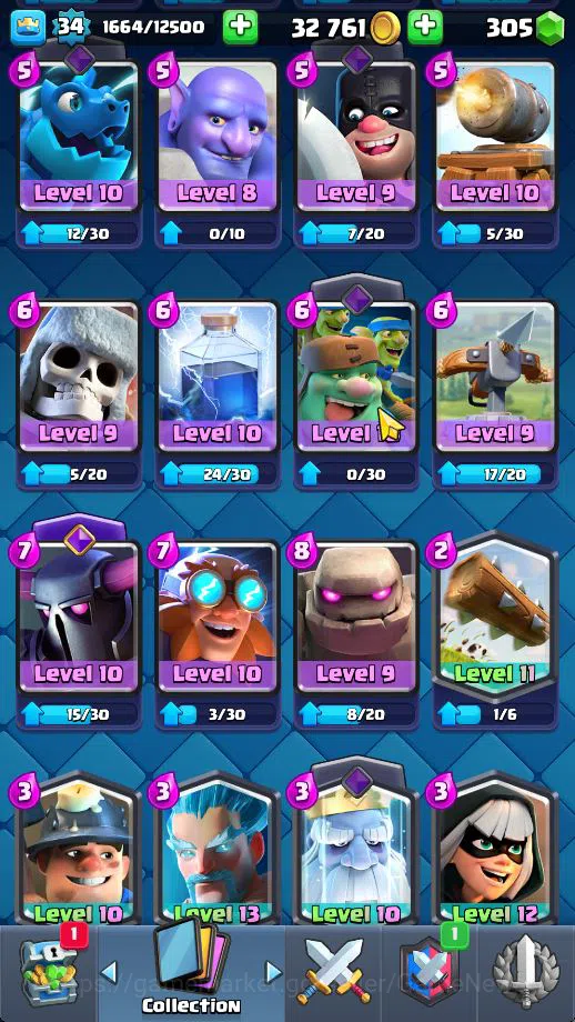 Clash Royale Accounts Midgame Lv 34|Trophy 6667|KTL 12|Limited Skin|Card 115| 1 HERO 5 EVO 3 Champ 20 Legendary 33 Epic 30 11