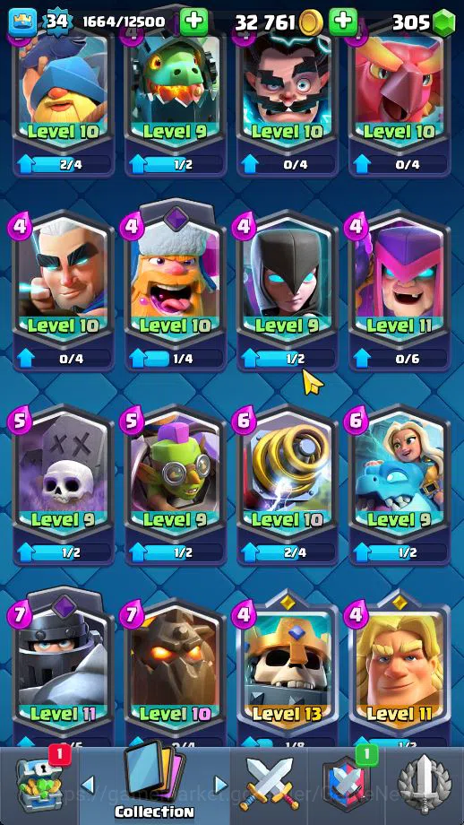 Clash Royale Accounts Midgame Lv 34|Trophy 6667|KTL 12|Limited Skin|Card 115| 1 HERO 5 EVO 3 Champ 20 Legendary 33 Epic 30 12