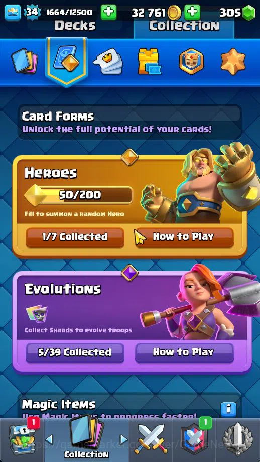 Clash Royale Accounts Midgame Lv 34|Trophy 6667|KTL 12|Limited Skin|Card 115| 1 HERO 5 EVO 3 Champ 20 Legendary 33 Epic 30 5