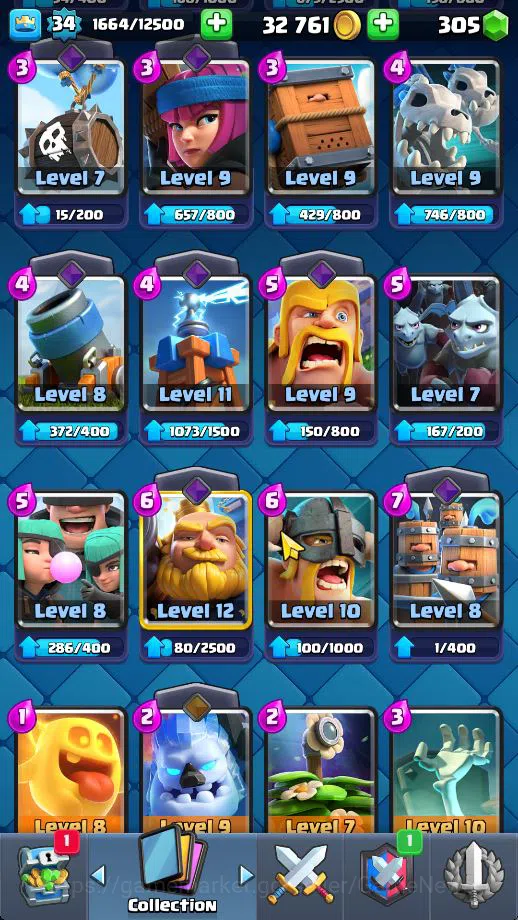Clash Royale Accounts Midgame Lv 34|Trophy 6667|KTL 12|Limited Skin|Card 115| 1 HERO 5 EVO 3 Champ 20 Legendary 33 Epic 30 7