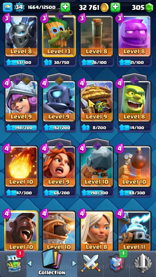 Clash Royale Accounts Midgame Lv 34|Trophy 6667|KTL 12|Limited Skin|Card 115| 1 HERO 5 EVO 3 Champ 20 Legendary 33 Epic 30 8