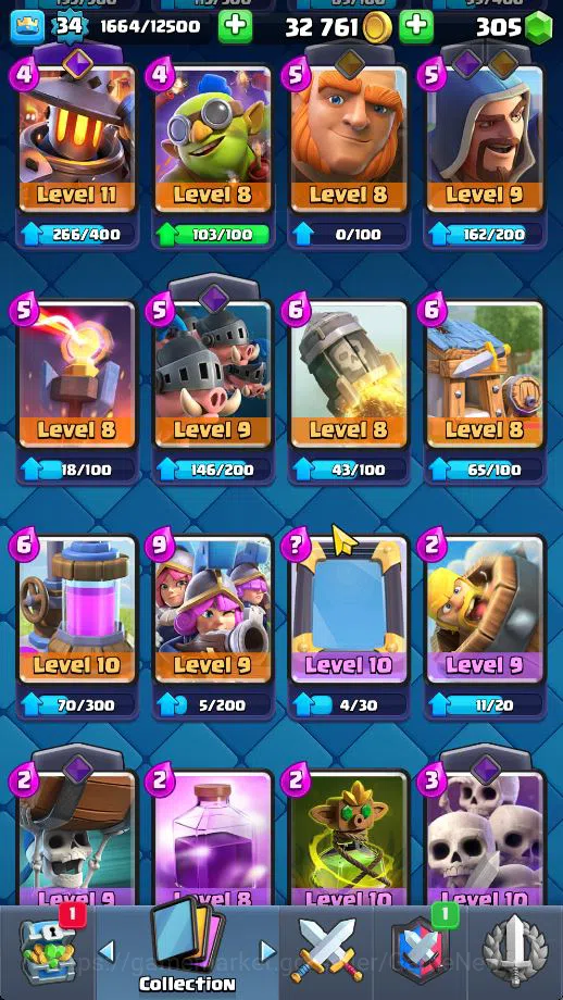 Clash Royale Accounts Midgame Lv 34|Trophy 6667|KTL 12|Limited Skin|Card 115| 1 HERO 5 EVO 3 Champ 20 Legendary 33 Epic 30 9