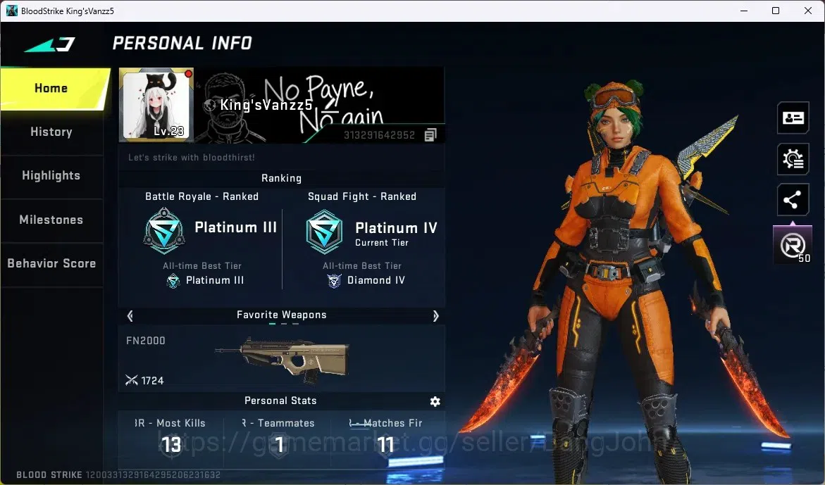 Blood Strike Accounts ASIA | TR MCX | TR Parachute | 1 ULTRA MELEE: Dual image 1