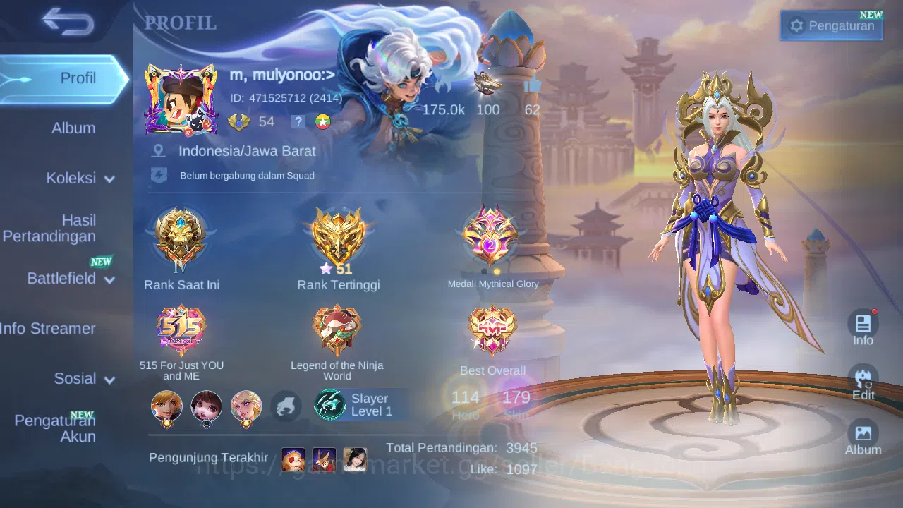Mobile Legends: Bang Bang Accounts Hero 114 Skin 179 | Luckybox Selena | CC Natalia | image 1