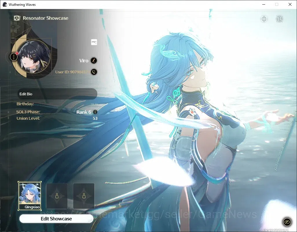 Wuthering Waves Accounts Starter SEA|UL 53|1 Limited| (Qingxiao RC5)+Signature Weapon +3 Standard Character|DB lvl 30|Female 1