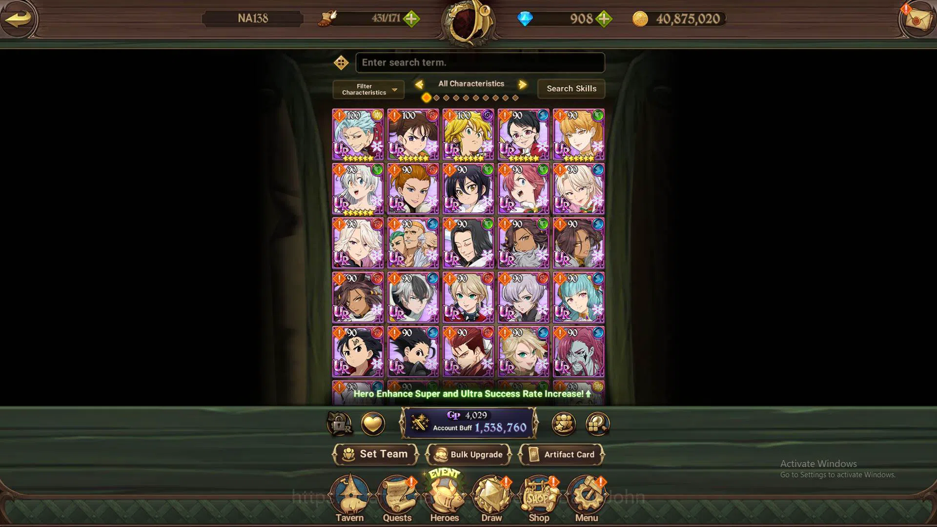 The Seven Deadly Sins: Grand Cross Accounts Others GLOBAL|1.5M CC|LS 100+DM 955| UR Salos, Mael, DK Meliodas,etc|check 2