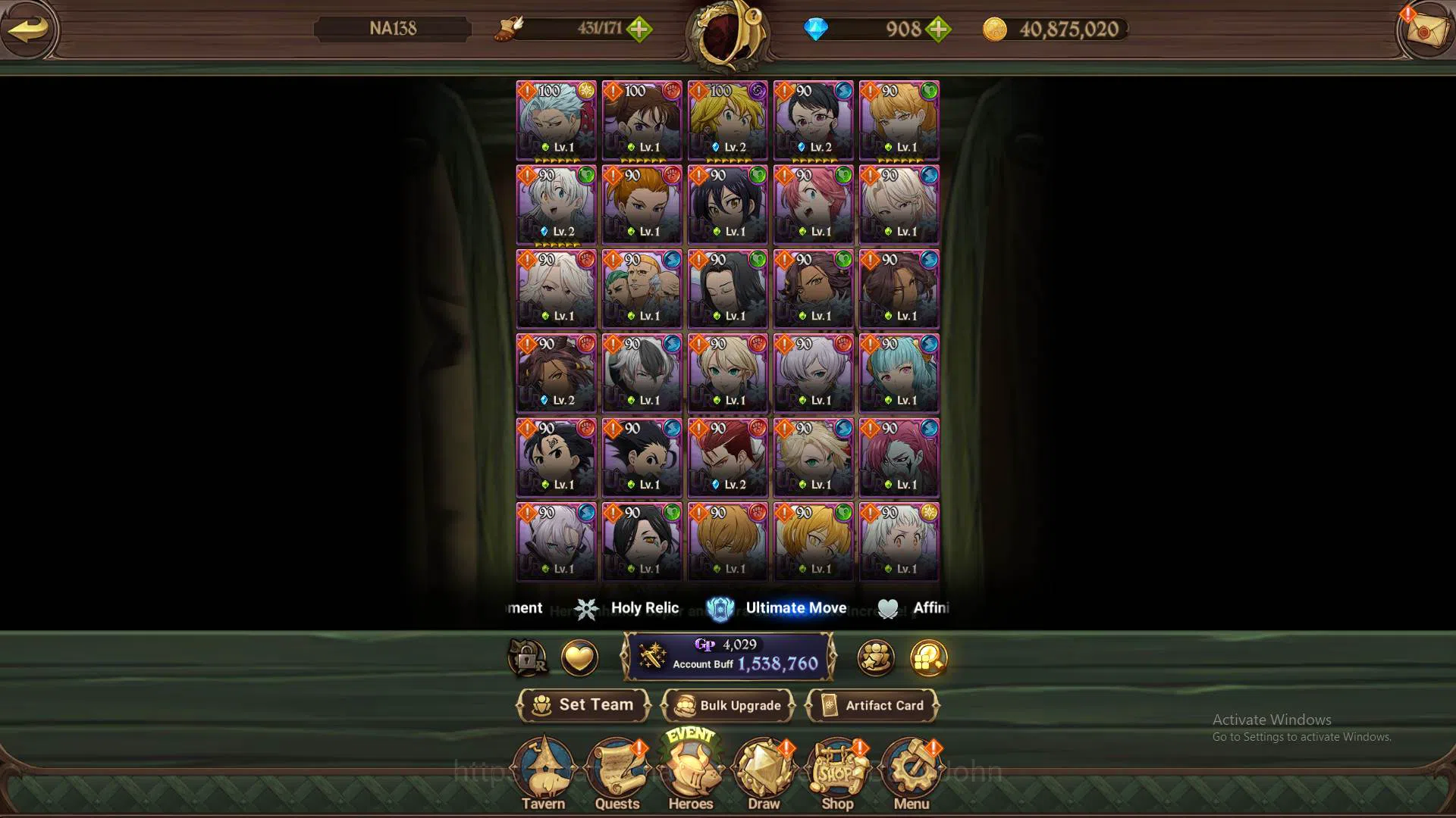 The Seven Deadly Sins: Grand Cross Accounts Others GLOBAL|1.5M CC|LS 100+DM 955| UR Salos, Mael, DK Meliodas,etc|check 3