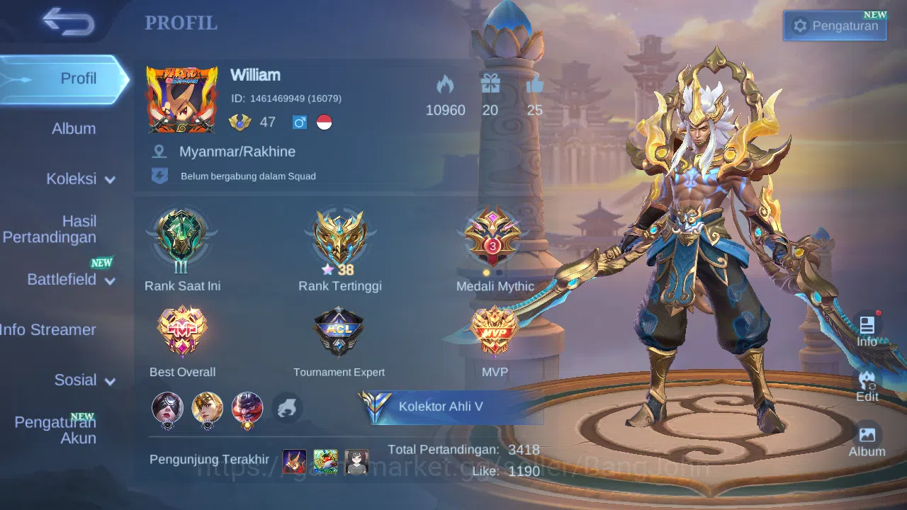 Mobile Legends: Bang Bang Accounts Others Hero 77 Skin 113 | KOF Karina | Luckybox Martis | Seiya Badang | Gaara | Epic 11