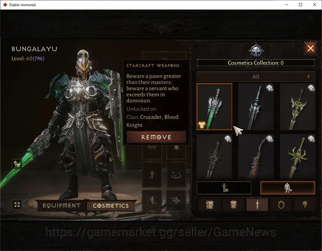 Diablo Immortal Accounts High-End SA - Oza|CS ON|Lv 60 (796)|Crusader|CR 42k|Reso 450|Paragon Survivor|Inferno IV|1 8