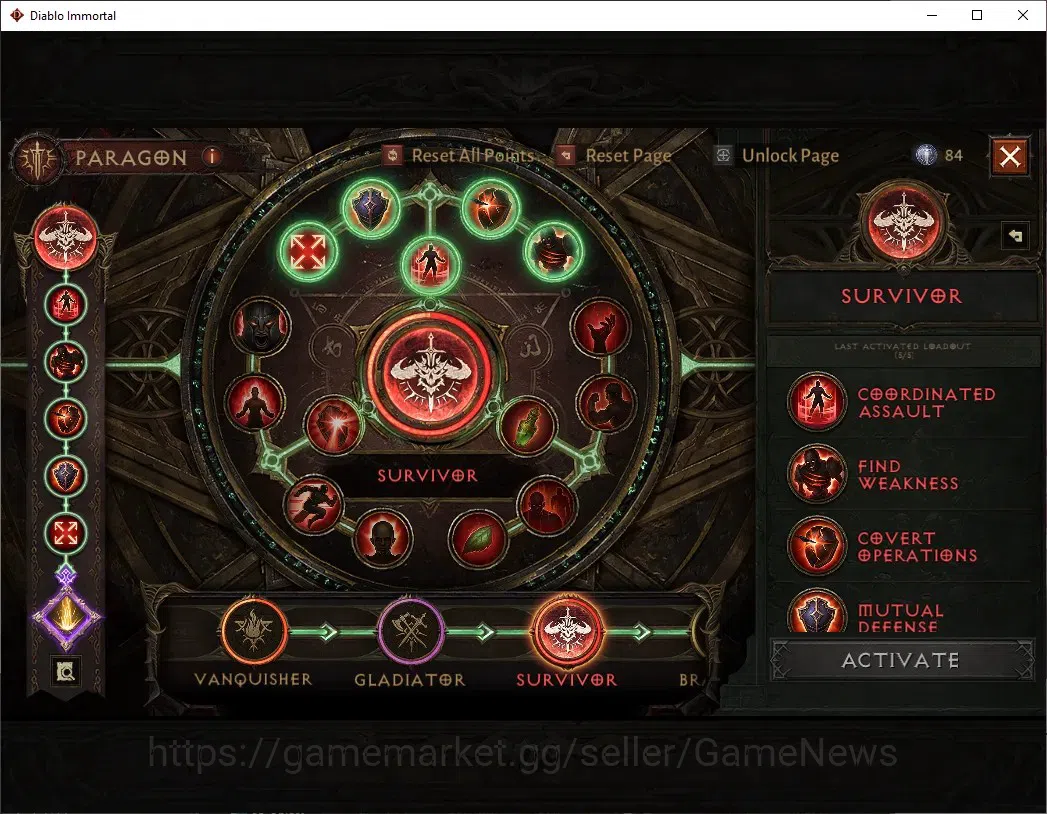 Diablo Immortal Accounts High-End SA - Oza|CS ON|Lv 60 (796)|Crusader|CR 42k|Reso 450|Paragon Survivor|Inferno IV|1 9