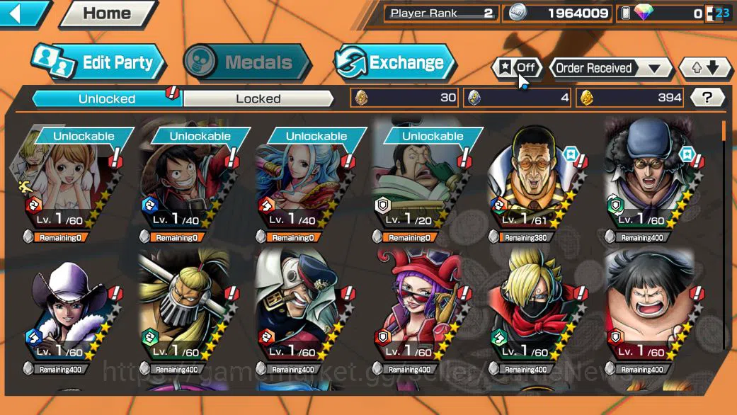 One Piece Bounty Rush Accounts Starter Global|4 EX | T5E ST.Jaygarcia Saturn,AMS Kizaru Borsalino,RO Roronoa Zoro,Blackbeard 4