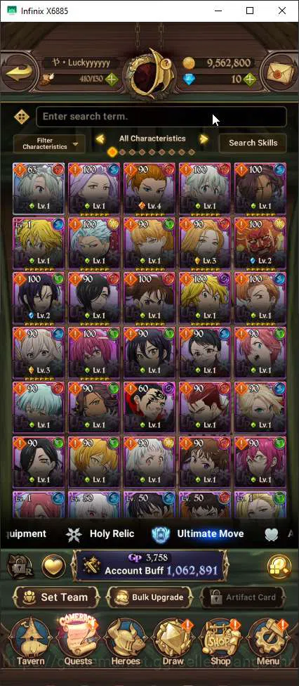 The Seven Deadly Sins: Grand Cross Accounts Others ASIA | 1M CC | 1 Lr Elizabeth | 2UR Oppressor Demonn King (ODK) , Demon 3