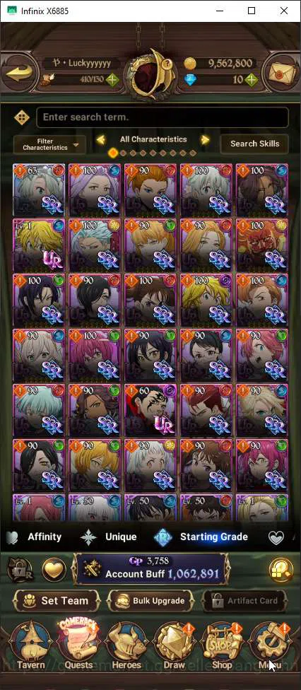 The Seven Deadly Sins: Grand Cross Accounts Others ASIA | 1M CC | 1 Lr Elizabeth | 2UR Oppressor Demonn King (ODK) , Demon 4