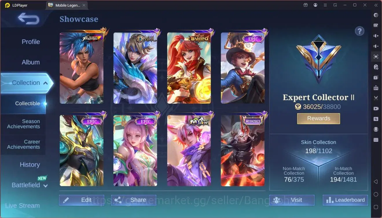 Mobile Legends: Bang Bang Accounts GLOBAL Hero 132 Skin 198|KOF Karina|Dtamer Kimmy|E image 2