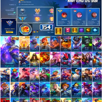 Mobile Legends: Bang Bang Accounts #4556 154 Skins | Karina Leona (KOF) | Roger Grimlock (TRANSFORMERS) | Badang Pegasus