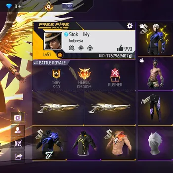 Free Fire Accounts M1887 GURUN PASIR - CELANA ANGEL MERAH UNGU KUNING ON - EMOT SAYAP ADA 2 - AKUN SPEK IDAMAN