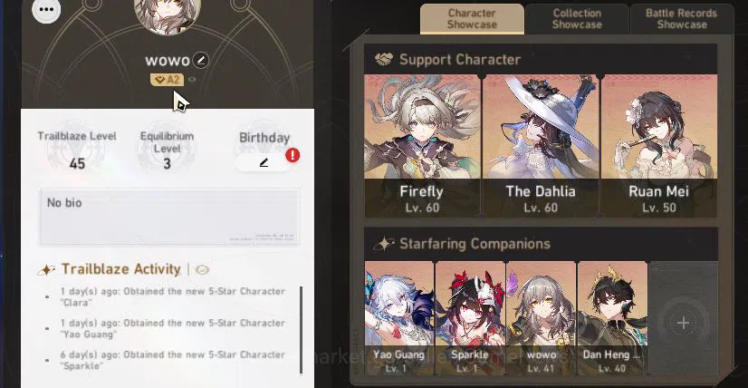 Honkai Star Rail Accounts Mid Game Asia|TL 45|6 2