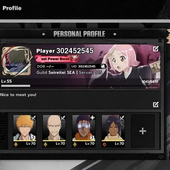 BLEACH: Soul Resonance Accounts NuverseSEA|Lv55|4 SSR|2 Sign|(Ichigo Dual Zangetsu,Tosen)+Stamp,Yoruichi,Ikkaku|12 SR