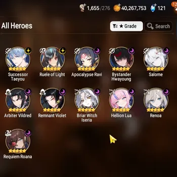 Epic Seven Accounts High-End Global Unverif|11 ML(Salome,Renoa,H.Lua,A.Ravi,R.Roana,Etc)|PoH+Bless ON|SS 1.6K|MoR 37|PoH