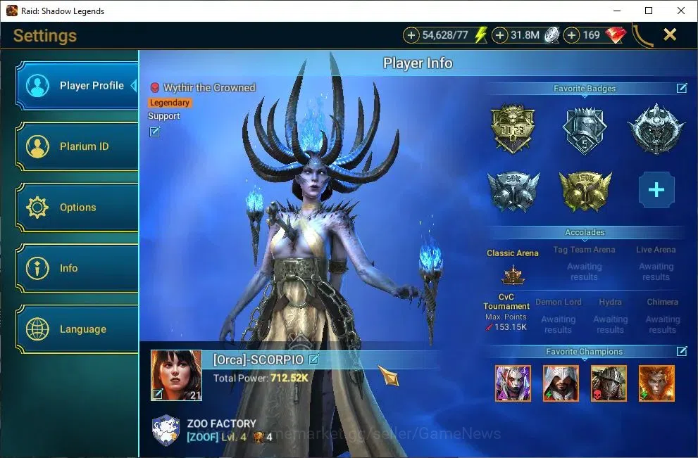 Raid: Shadow Legends Accounts Lv21 712K Power|20 Legend(Alice,Ezio,Ninja,Xenomor image 2