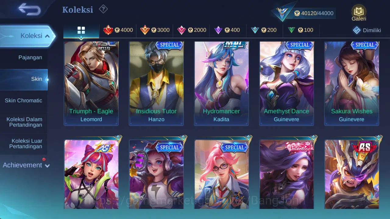 Mobile Legends: Bang Bang Accounts Skin 182, LB gatotkaca, CC valir, valentine fanny, image 10