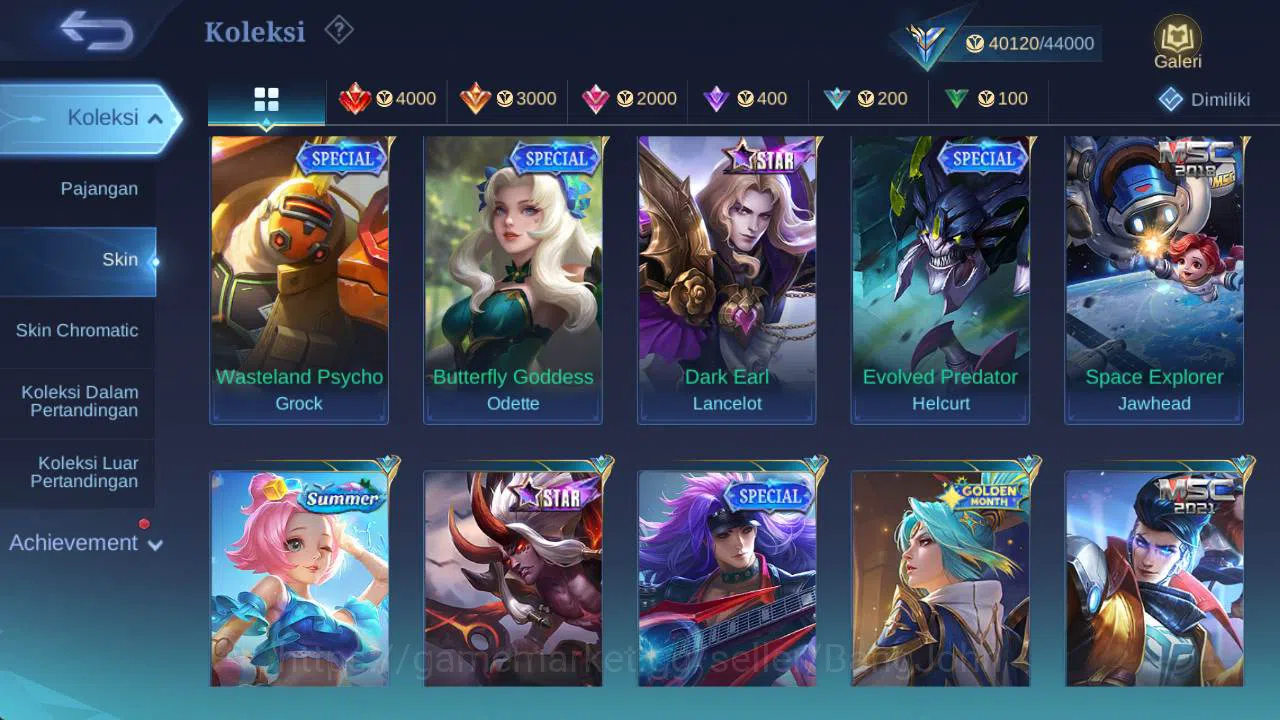 Mobile Legends: Bang Bang Accounts Skin 182, LB gatotkaca, CC valir, valentine fanny, image 12