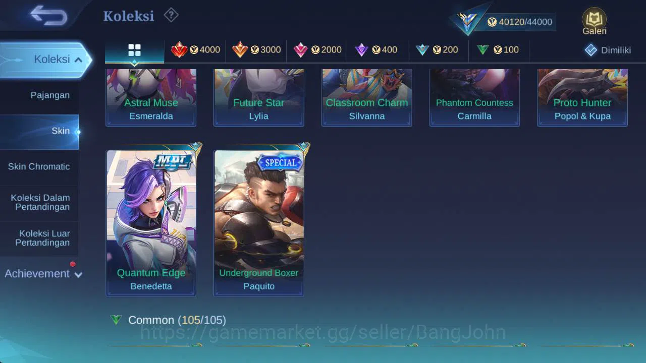 Mobile Legends: Bang Bang Accounts Skin 182, LB gatotkaca, CC valir, valentine fanny, image 13
