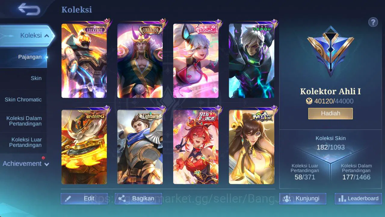 Mobile Legends: Bang Bang Accounts Skin 182, LB gatotkaca, CC valir, valentine fanny, image 2