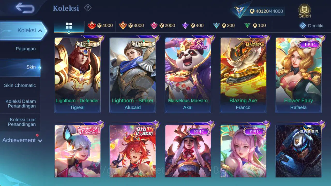 Mobile Legends: Bang Bang Accounts Skin 182, LB gatotkaca, CC valir, valentine fanny, image 4