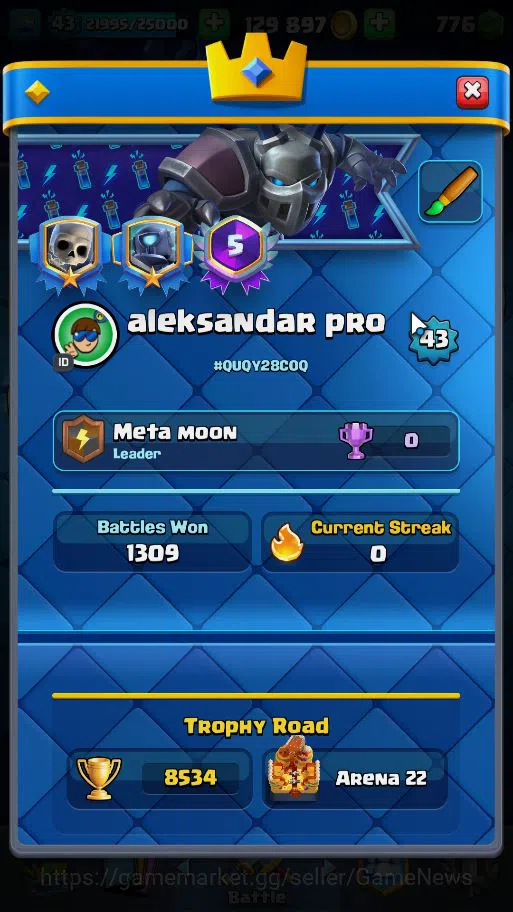 Clash Royale Accounts Lv 43|Trophy 8534|KTL 14|Card 121| 2 HERO 14 EVO 8 image 2