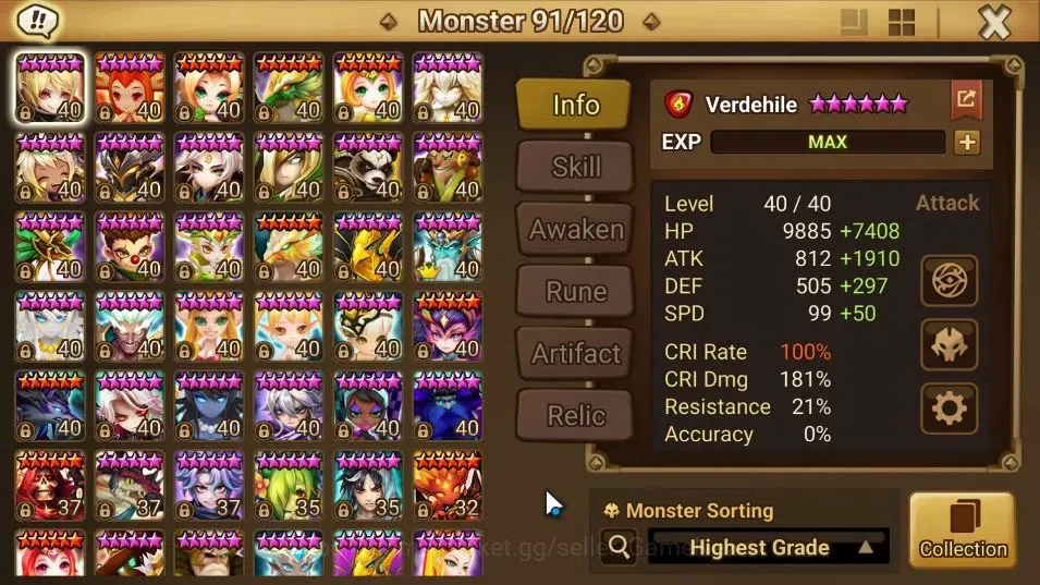 Summoners War: Sky Arena Accounts End-Game GLOBAL Lv100|2 LD[Pontos,Wedjat]|28 Total NB5[Juno,Cheongpung,Feng Yan]+72 9