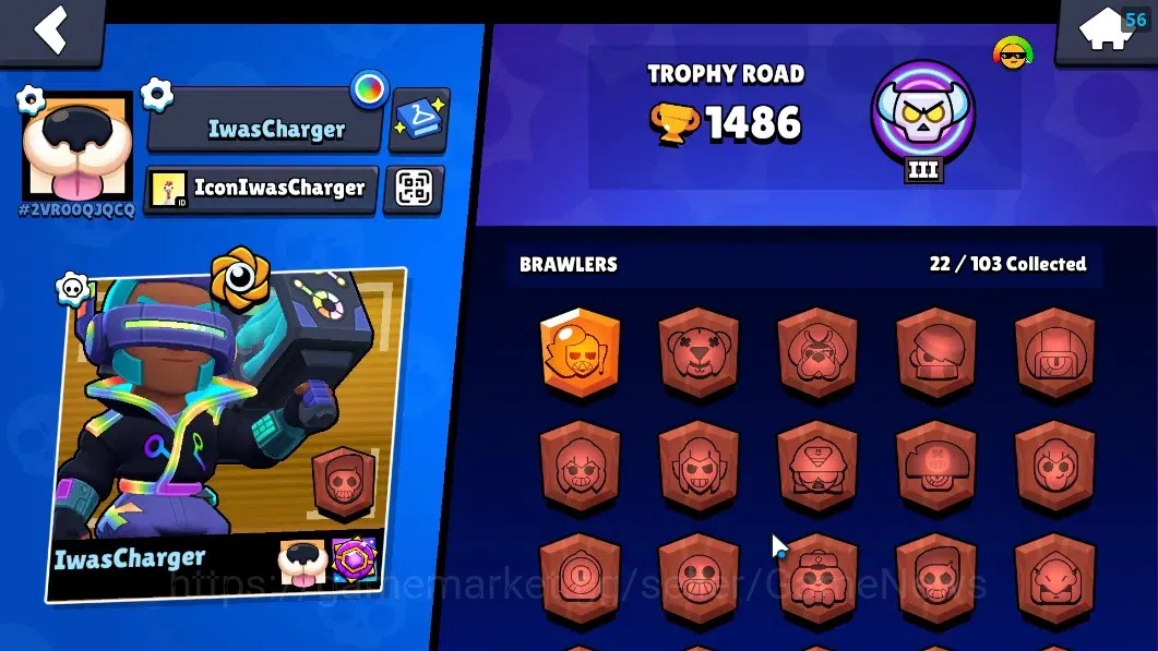Brawl Stars Accounts 1436 Trophy|22 Brawlers 3 Max (Emz,Edgar,Mortis)|1 image 2