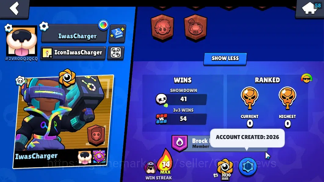 Brawl Stars Accounts 1436 Trophy|22 Brawlers 3 Max (Emz,Edgar,Mortis)|1 image 3