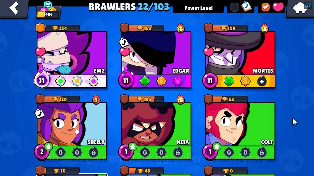 Brawl Stars Accounts 1436 Trophy|22 Brawlers 3 Max (Emz,Edgar,Mortis)|1 image 7
