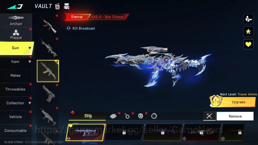 Blood Strike Accounts Starter Asia|2 Eternal KAG-6 Star Chaser Lv2,Zero Oda|Limit Spear Blossom|6 Ultra Bizon Copperhead,P90 1