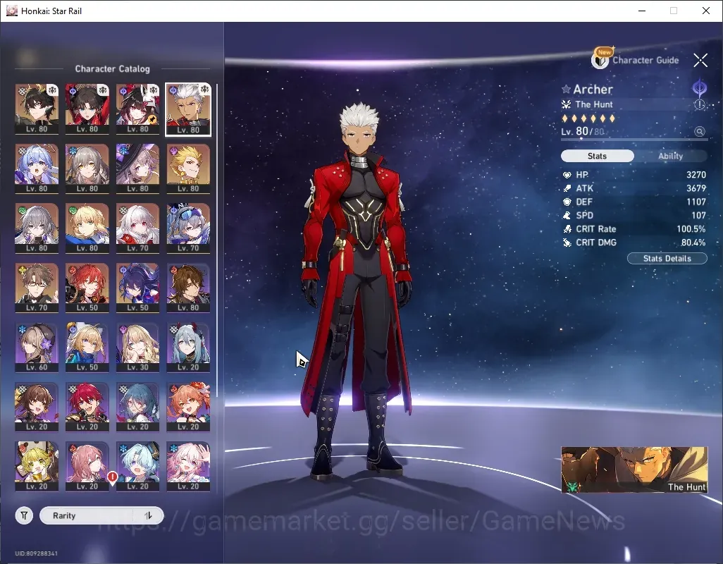 Honkai Star Rail Accounts Others Asia|TL 67|Archer Prem Team|10 Limited (Rin E2,Archer,Saber,Gilgamesh)+Sign 1