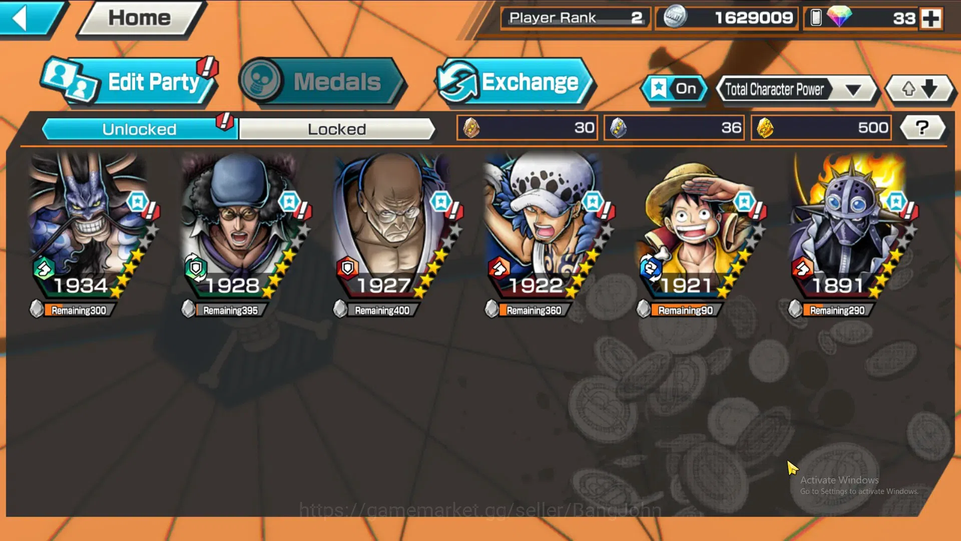 One Piece Bounty Rush Accounts GLOBAL|GF 500|5Ex|Kaido,Kuzan,St Nusjuro,Law,MD Lu image 10