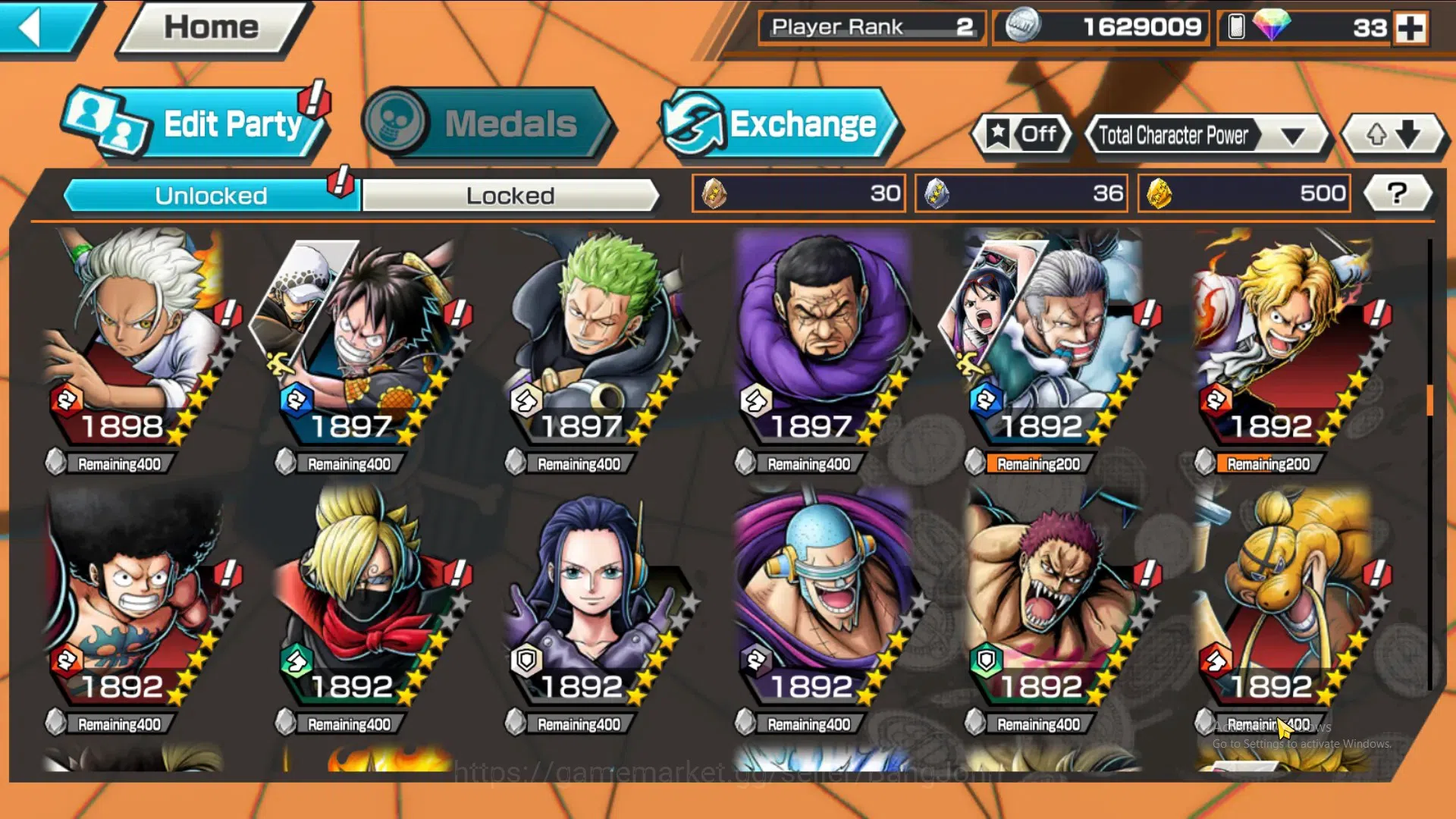 One Piece Bounty Rush Accounts GLOBAL|GF 500|5Ex|Kaido,Kuzan,St Nusjuro,Law,MD Lu image 4