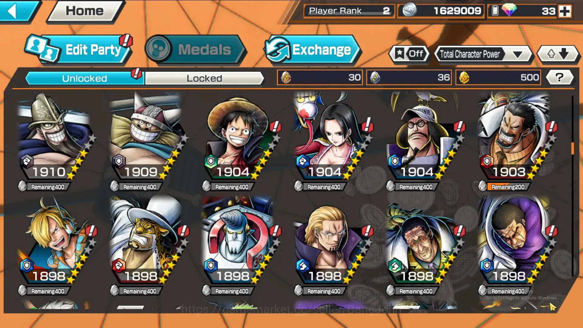 One Piece Bounty Rush Accounts GLOBAL|GF 500|5Ex|Kaido,Kuzan,St Nusjuro,Law,MD Lu image 5