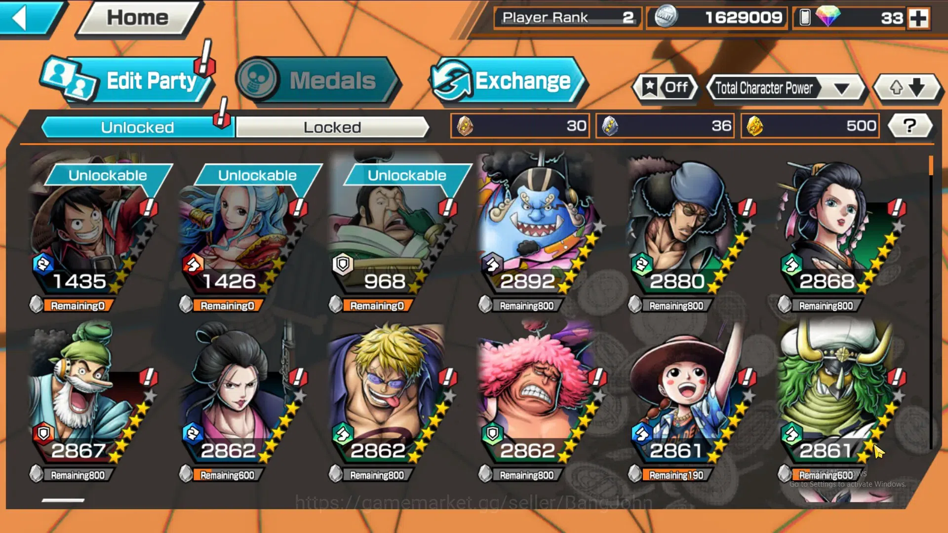 One Piece Bounty Rush Accounts GLOBAL|GF 500|5Ex|Kaido,Kuzan,St Nusjuro,Law,MD Lu image 9