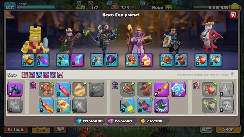 Clash of Clans Accounts Global | TH 15-BH 9 | LVL 166|HH 9|AQ 84 ,MP 50 ,G image 9