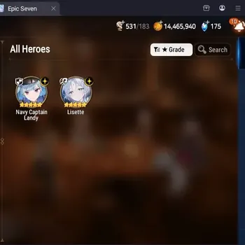 Epic Seven Accounts Starter Global Unverif|Best Starter|2ML(NCLandy,Lisette)|PoH+Bless ON|Gold 14.4M|Stigma 2.3K|Side Story