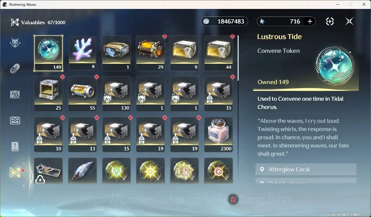 Wuthering Waves Accounts Starter EU|UL 49|Rank 5|1 Char Limited[Yangyang:Xuanling Rc4]+Sign|716 Astrite|Mc Male | TakeMail 14