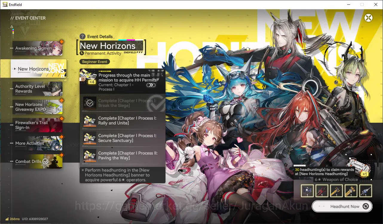 Arknights: Endfield Accounts NA/EU Lv2 |Starter|1 SSR (Ardelia)+5SR Operators|3 5*WP|Male|GrypLink|Take Mail| SS (END1348) 8