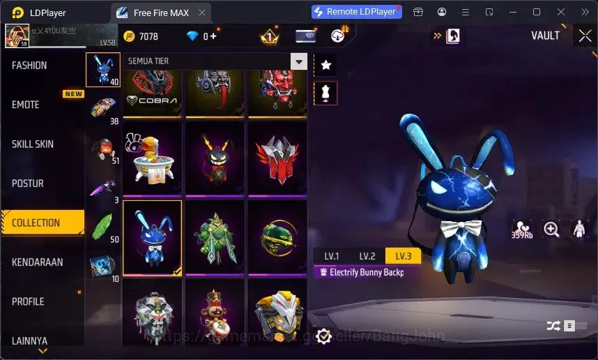 Free Fire Accounts Indonesia | Vault 220 | Evo MP5 Platinum Divinity  image 11
