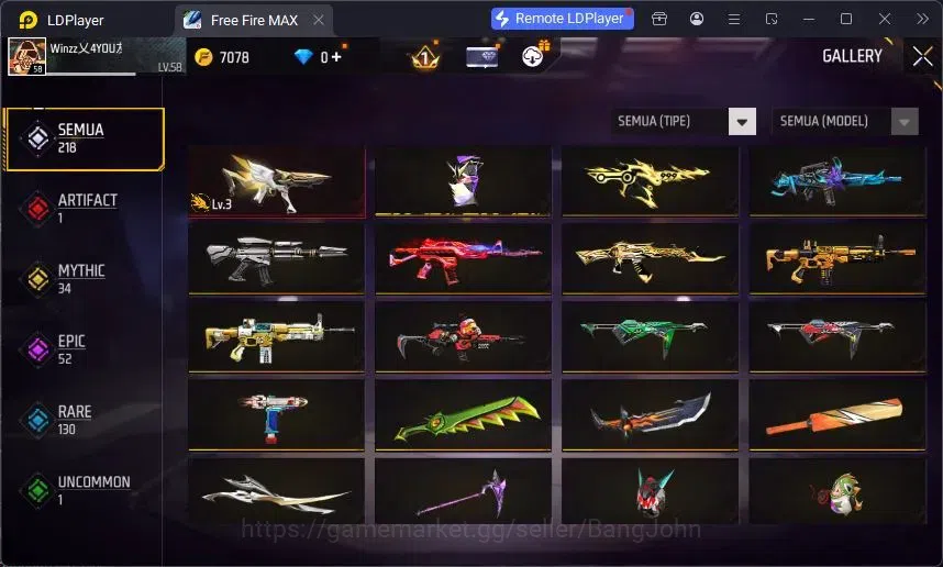 Free Fire Accounts Indonesia | Vault 220 | Evo MP5 Platinum Divinity  image 2